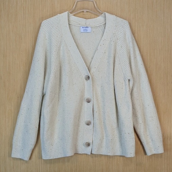 Old Navy Sweaters - Old Navy Womens Boho Granola Minimalist Cardigan Sweater 2X Cream Ribbed Knit